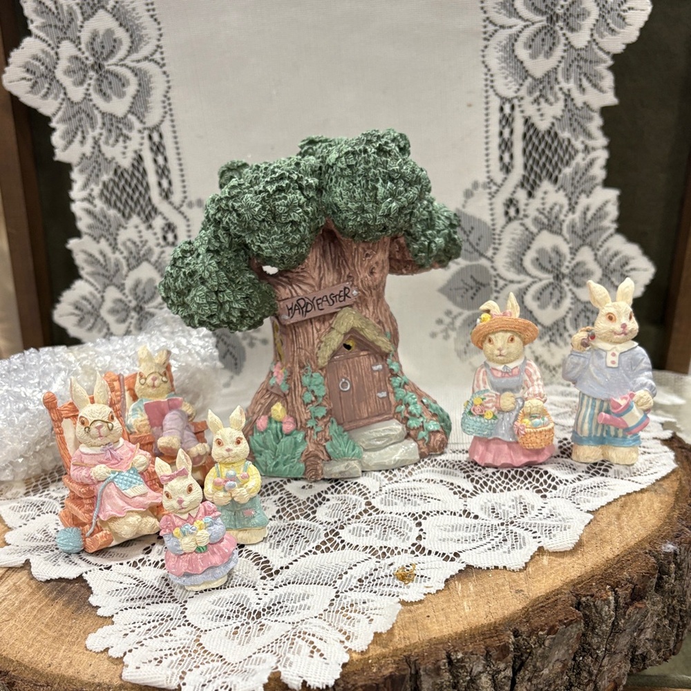 Charming Easter Bunny Figurine Set